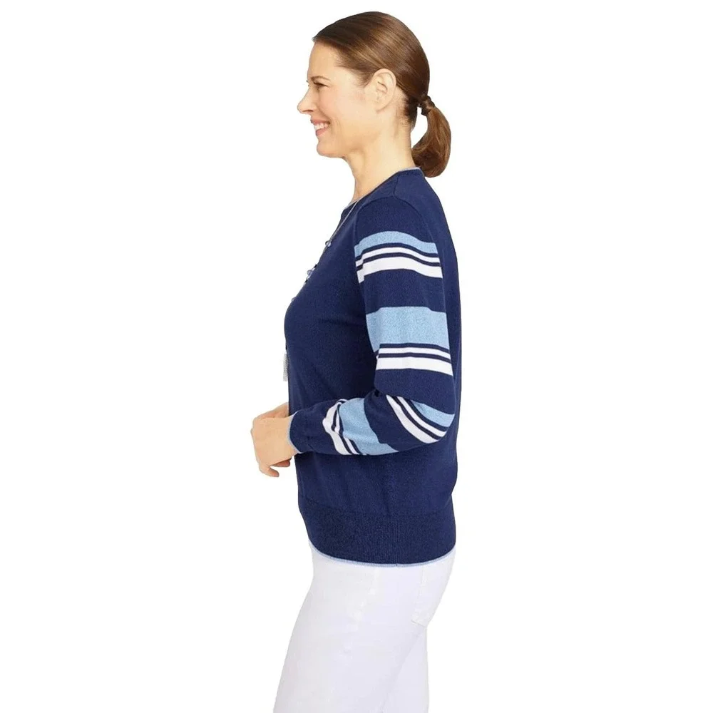 Alfred Dunner Women's Petite Striped Sweater with Removable Necklace Size PXL NW - Picture 5 of 12